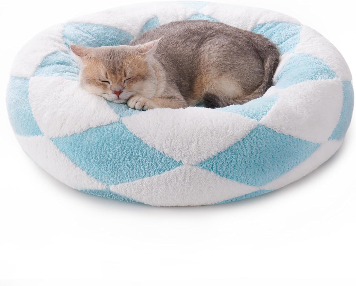 Calming Donut Cat Bed – Soft Plush Anti-Anxiety Bed for Cats & Small Dogs